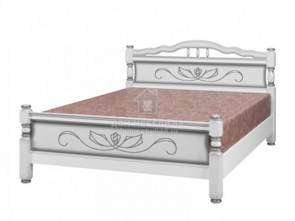 Кровать "Карина-5" 1,2м Массив (Белый Жемчуг)