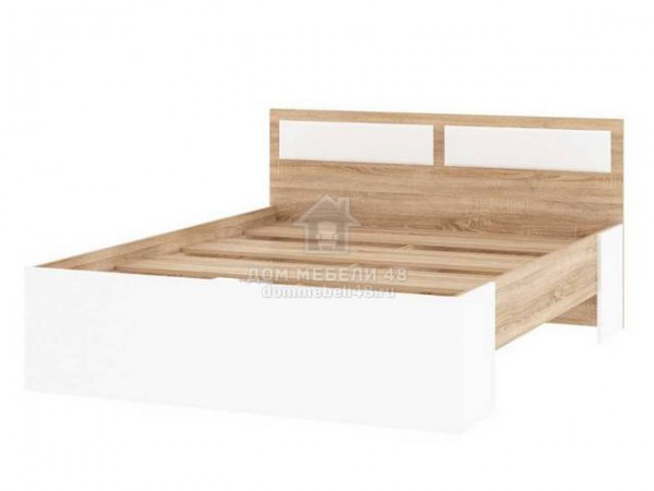Кровать "Беатрис" (КР1600) Сонома/Белый ЛДСП