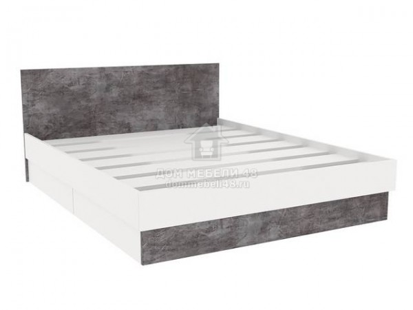 Кровать с ящиками "Сканди" 1,6м Камень/ Белый ЛДСП Гросс