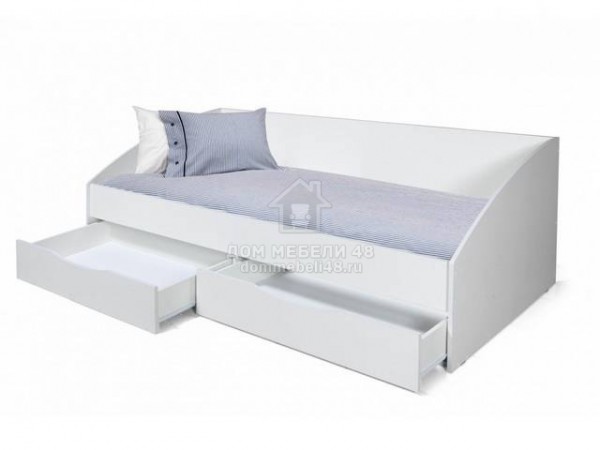 Кровать "Фея-3" (симметричн) Белая 0,9х2,0м ЛДСП Олмеко