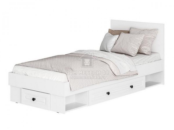 Кровать "Софт" (КР-01) 0,9м Белый/Эмаль белая МДФ