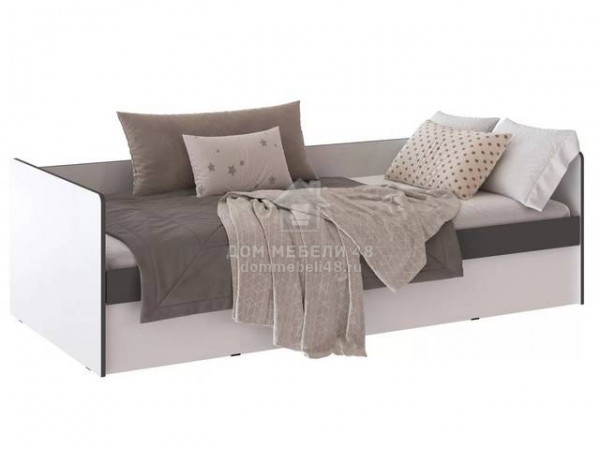 Кровать "Асцелла" 0,9м с подъем.мех. (Белый/ Графит Серый) ЛДСП