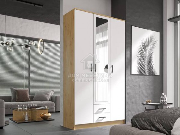 Шкаф "Трио" 1,2м (Вотан+Белый) ЛДСП производитель: Эра мебель
