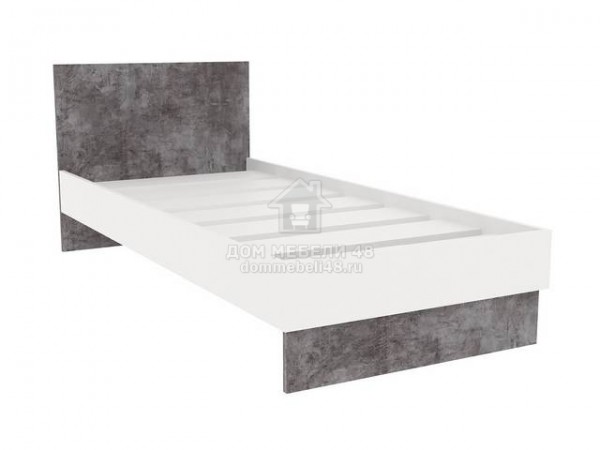 Кровать "Сканди" (KR901) 0,9м Камень/ Белый ЛДСП