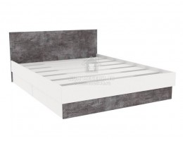 Кровать с ящиками "Сканди" 1,6м Камень/ Белый ЛДСП Гросс