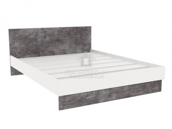 Кровать "Сканди" (KR1601) 1,6м Камень/ Белый ЛДСП Гросс