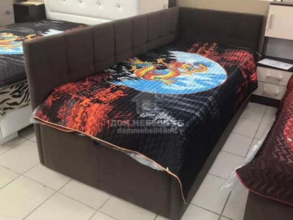 Кровать "Оттава" 0,9м (ткань- Коричневая) с подъем.мех. Бонмебель