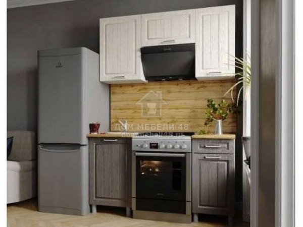 Кухня "Луксор" 1,5м с окапом (Крем/ Серый) МДФ комплект