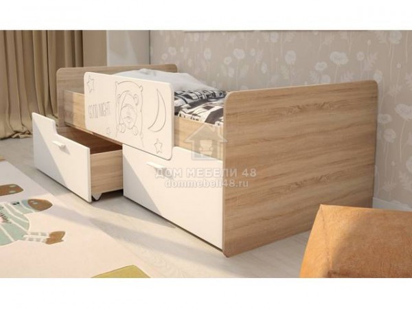 Кровать "Умка" 1,6м (Сонома/ Белый) МДФ