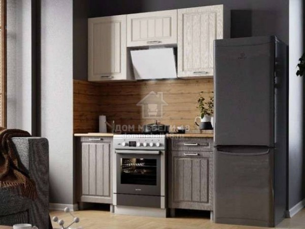 Кухня "Луксор" 1,6м с окапом (Крем/ Серый) МДФ комплект