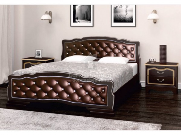 Кровать "Карина-10" 1,2м Массив (Орех Тёмн/ Бриллиант) производитель: Бравомебель
