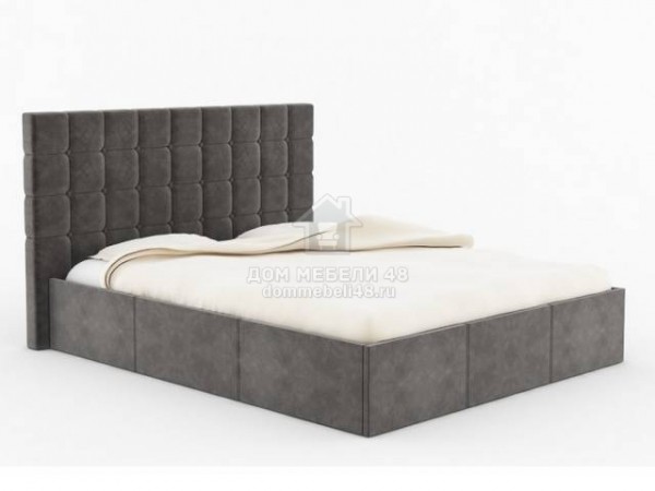 Кровать "Эва" 1,6м (Велюр-Серый) с подъем.мех.