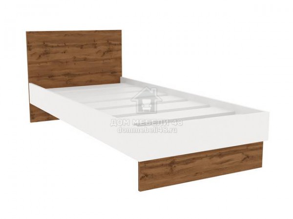 Кровать "Сканди" (KR1201) 1,2м Белый/ Вотан ЛДСП