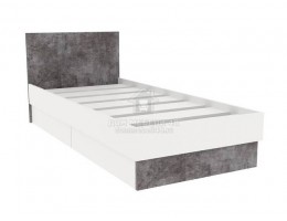 Кровать с ящиками "Сканди" 0,9м Камень/ Белый ЛДСП Гросс